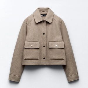 Zara Soft Short Jacket in Camel, Size XS